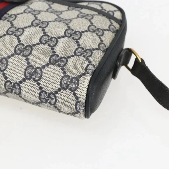 GUCCI GG Supreme Sherry Line Shoulder Bag PVC Navy Gold 89 02 055 Auth am9980 - Picture 9 of 15